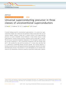 Universal Superconducting Precursor in Three Classes of Unconventional Superconductors