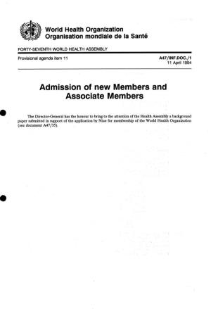 Admission of New Members and Associate Members
