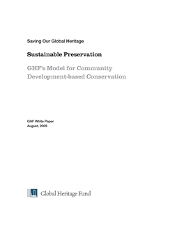 Sustainable Preservation GHF's Model for Community Development-Based Conservation