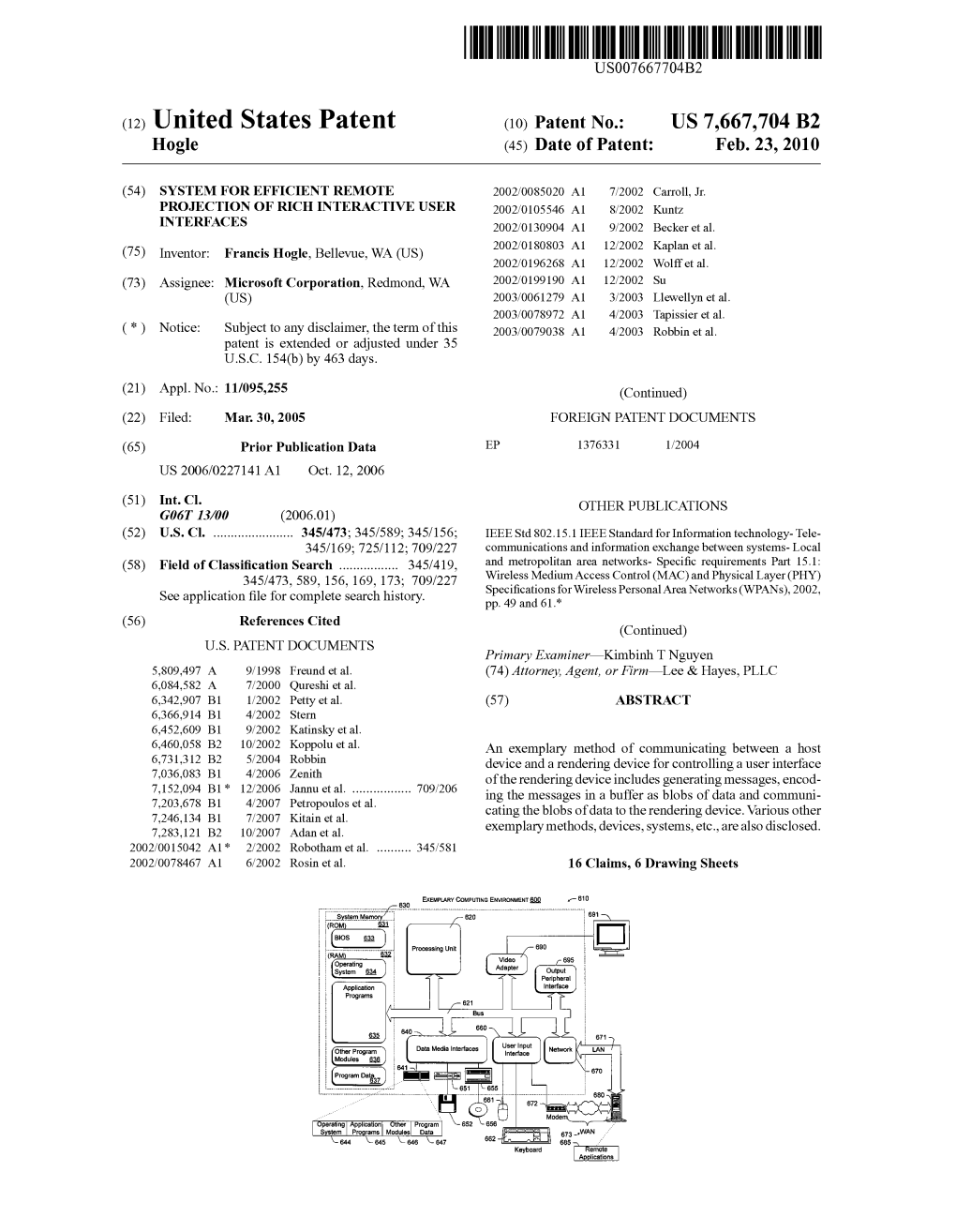 (12) Ulllted States Patent (10) Patent N0.: US 7,667,704 B2 Hogle (45) Date of Patent: Feb