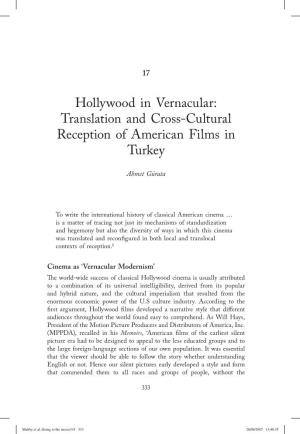 Hollywood in Vernacular: Translation and Cross-Cultural Reception of American Films in Turkey