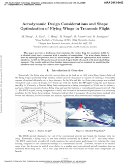 Aerodynamic Design Considerations and Shape Optimization of Flying Wings in Transonic Flight