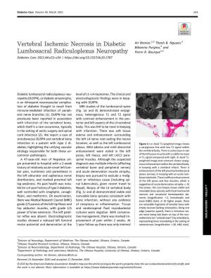 Vertebral Ischemic Necrosis in Diabetic Lumbosacral