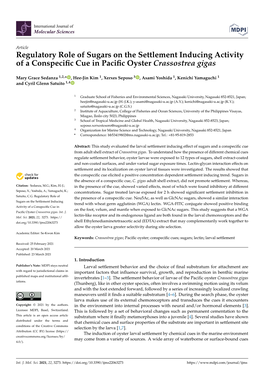 Regulatory Role of Sugars on the Settlement Inducing Activity of a Conspeciﬁc Cue in Paciﬁc Oyster Crassostrea Gigas