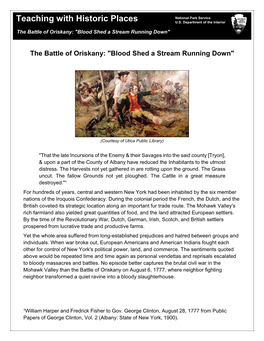The Battle of Oriskany: "Blood Shed a Stream Running Down"