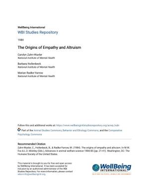 The Origins of Empathy and Altruism