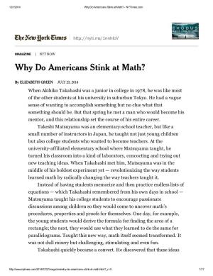 Why Do Americans Stink at Math? - Nytimes.Com