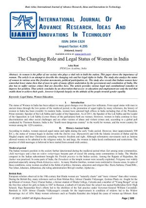 The Changing Role and Legal Status of Women in India