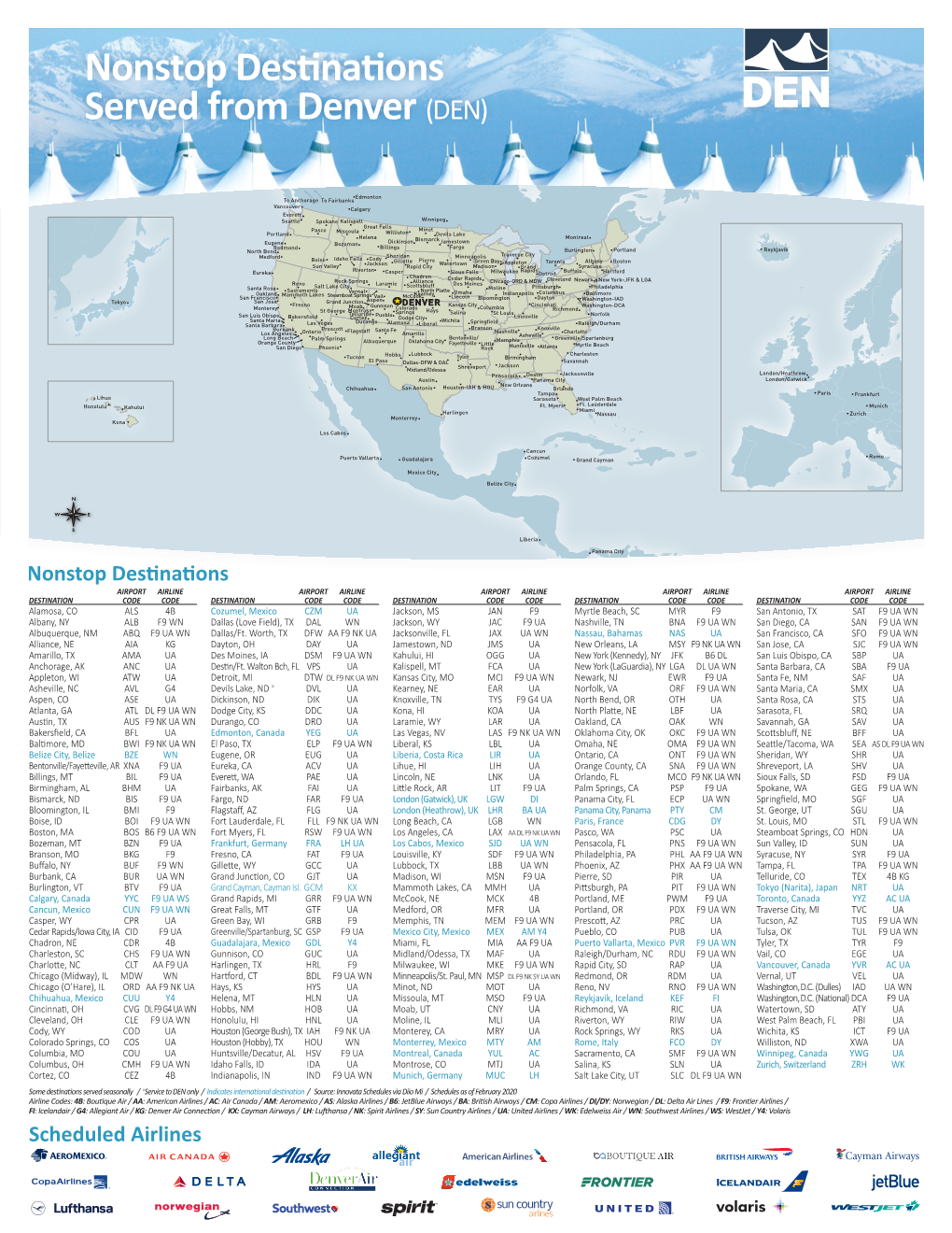 Nonstop Destinations Served from Denver (DEN)