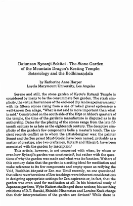 Daiunzan Ryoanji Sekitei - the Stone Garden of the Mountain Dragon's Resting Temple: Soteriology and the Bodhim~Qala