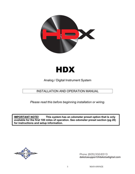 HDX: Wiring and Setup Manual