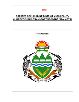 Greater Sekhukhune District Municipality Current Public Transport Records (Sdm-Cptr)