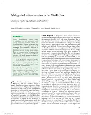 Male Genital Self-Amputation in the Middle East