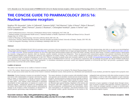 The Concise Guide to PHARMACOLOGY 2015/16: Nuclear Hormone Receptors