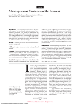 Adenosquamous Carcinoma of the Pancreas