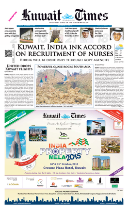 Kuwait, India Ink Accord on Recruitment of Nurses
