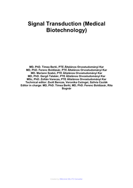 Signal Transduction (Medical Biotechnology) by MD, Phd