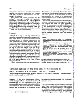 Terminal Deletion of the Long Arm of Chromosome 10 on September 30, 2021 by Guest