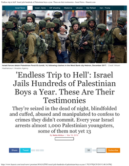 Israel Jails Hundreds of Palestinian Boys a Year. These Are Their Testimonies - Israel News - Haaretz.Com