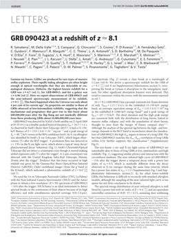 GRB 090423 at a Redshift of Z ≈