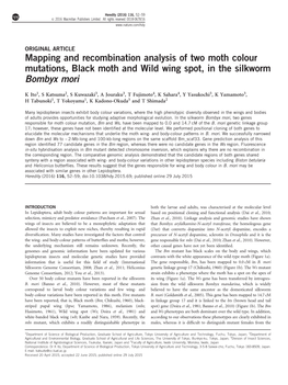 Mapping and Recombination Analysis of Two Moth Colour Mutations, Black Moth and Wild Wing Spot, in the Silkworm Bombyx Mori