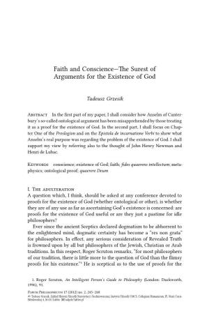 Faith and Conscience— E Surest of Arguments for the Existence Of