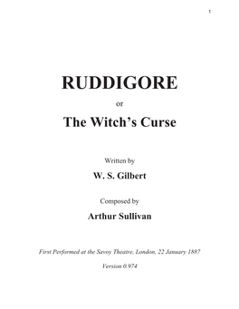 RUDDIGORE Or the Witch’S Curse