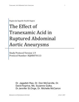 The Effect of Tranexamic Acid in Ruptured Abdominal Aortic Aneurysms