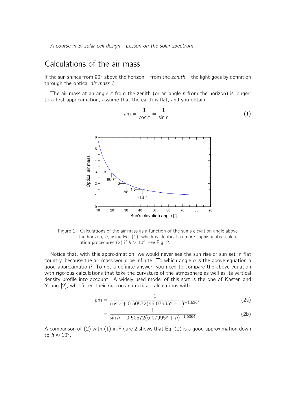 Calculations of the Air Mass