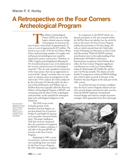 A Retrospective on the Four Corners Archeological Program