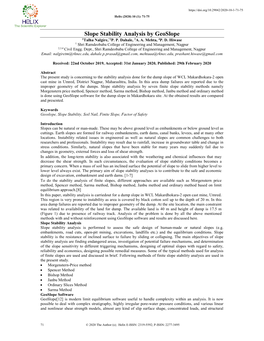 Slope Stability Analysis by Geoslope 1Talha Nalgire,*2P