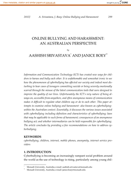 Online Bullying and Harassment 299