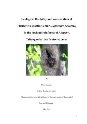 Ecological Flexibility and Conservation of Fleurette's Sportive Lemur
