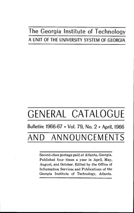 GENERAL CATALOGUE Bulletin: 1966-67 • Vol