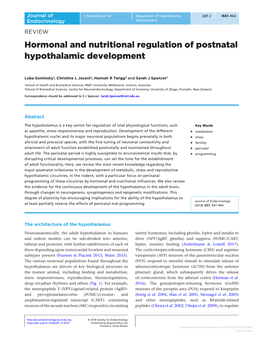 Hormonal and Nutritional Regulation of Postnatal Hypothalamic Development