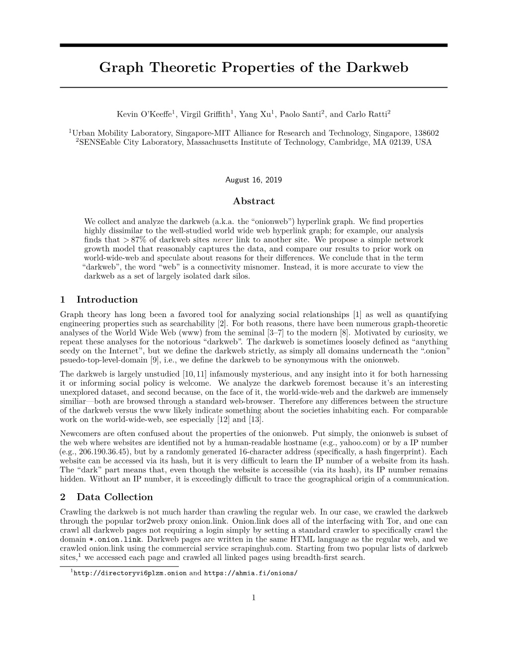 Graph Theoretic Properties of the Darkweb