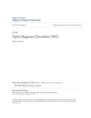 Taylor Magazine (December 1992) Taylor University