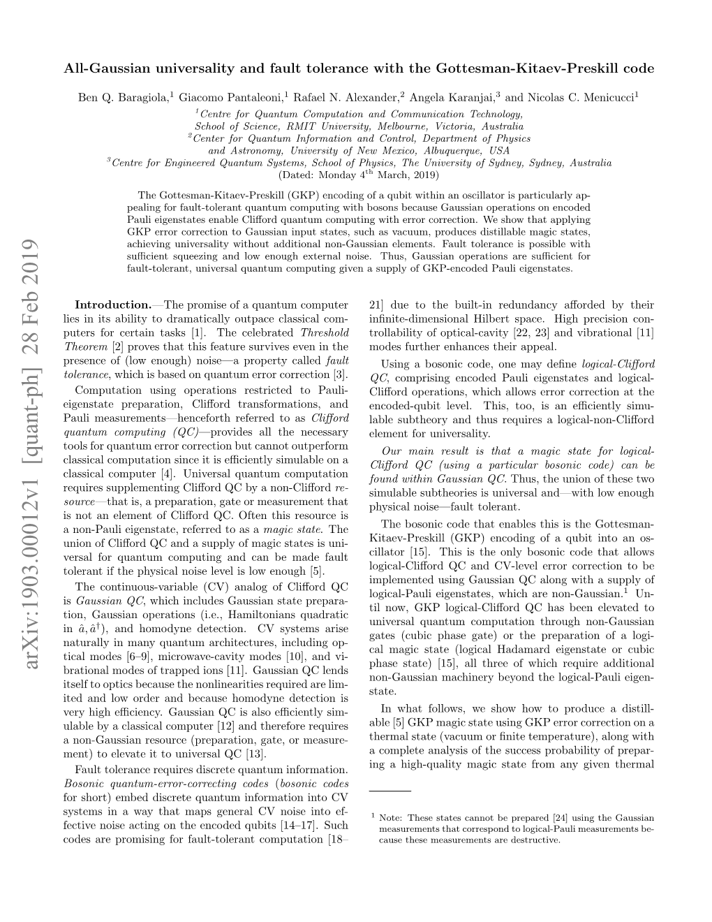 Arxiv:1903.00012V1 [Quant-Ph] 28 Feb 2019 Brational Modes of Trapped Ions [11]