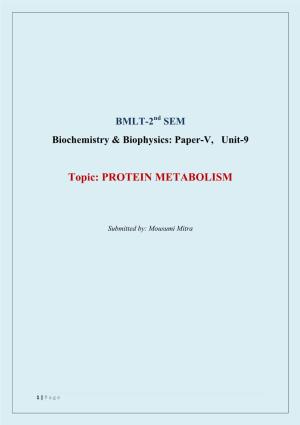 Topic: PROTEIN METABOLISM