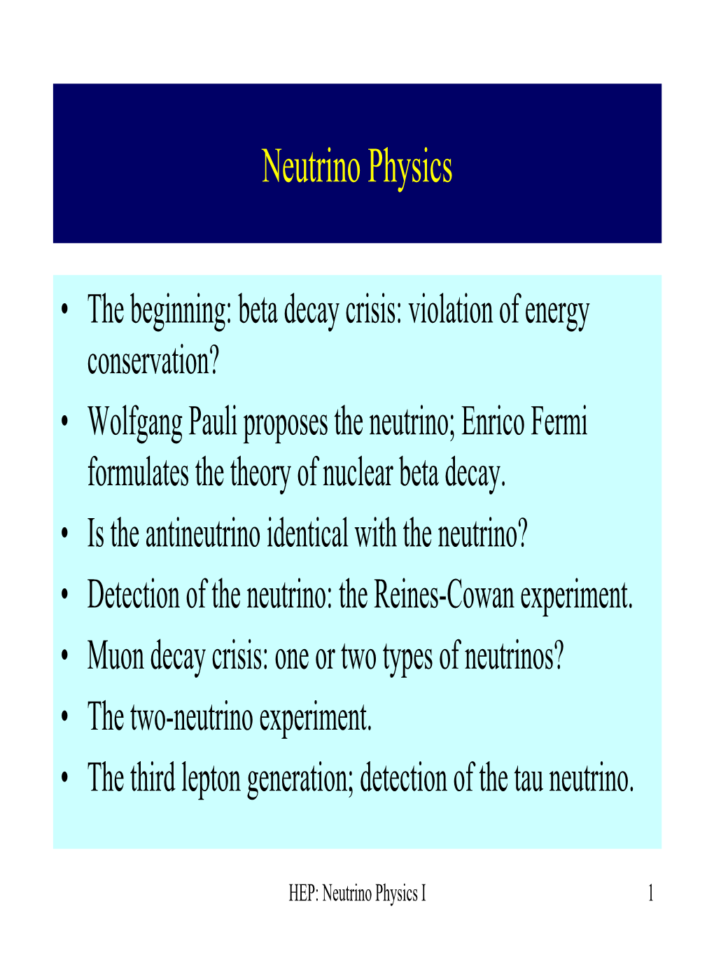 Neutrino Physics