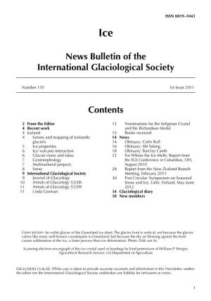 Ice News Bulletin of the International Glaciological Society
