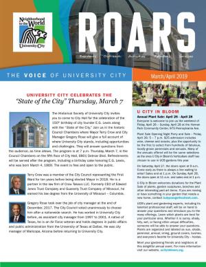 “State of the City” Thursday, March 7 March/April 2019