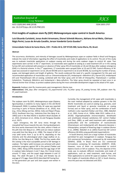 First Insights of Soybean Stem Fly (SSF) Melanagromyza Sojae Control in South America
