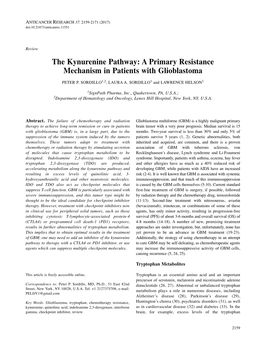 The Kynurenine Pathway: a Primary Resistance Mechanism in Patients with Glioblastoma Peter P