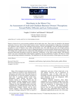 Merchants in the Motor City: an Assessment of Arab and Chaldean Business Owners’ Perceptions Toward Public Officials and Law Enforcement