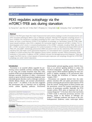 PEX5 Regulates Autophagy Via the Mtorc1-TFEB Axis During Starvation