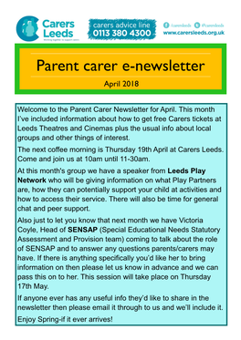 Parent Carer E-Newsletter April 2018