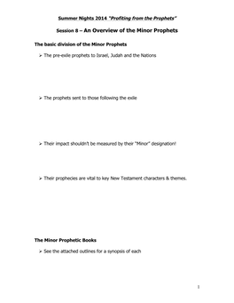 An Overview of the Minor Prophets