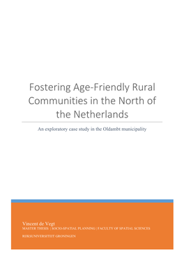 Fostering Age-‐Friendly Rural Communities in the North of The