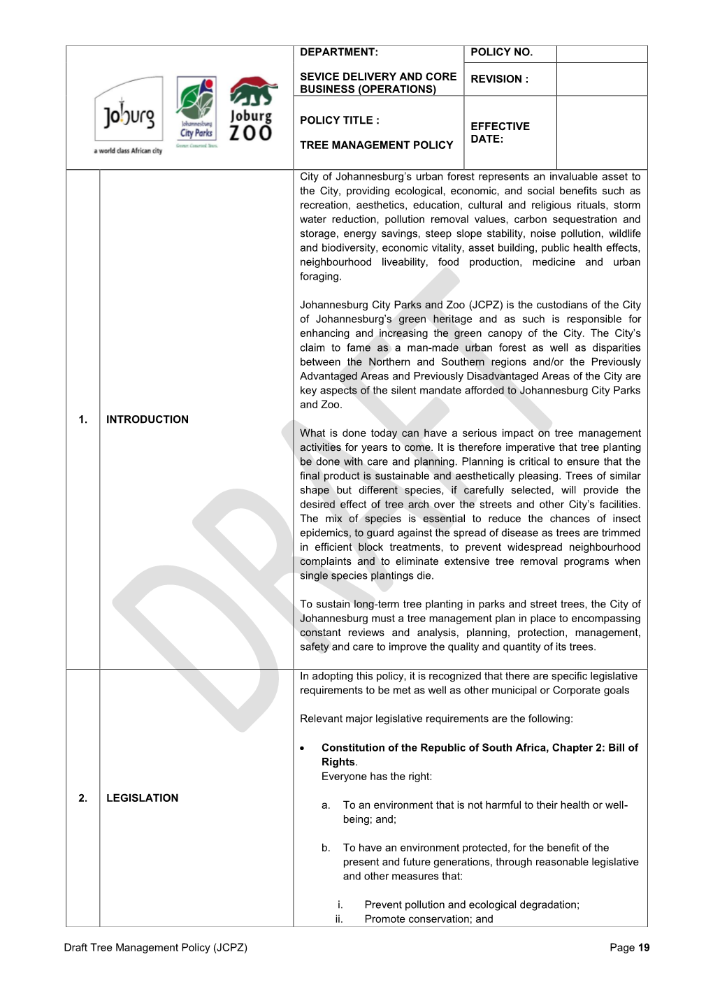 Revised JCPZ Tree Management Policy